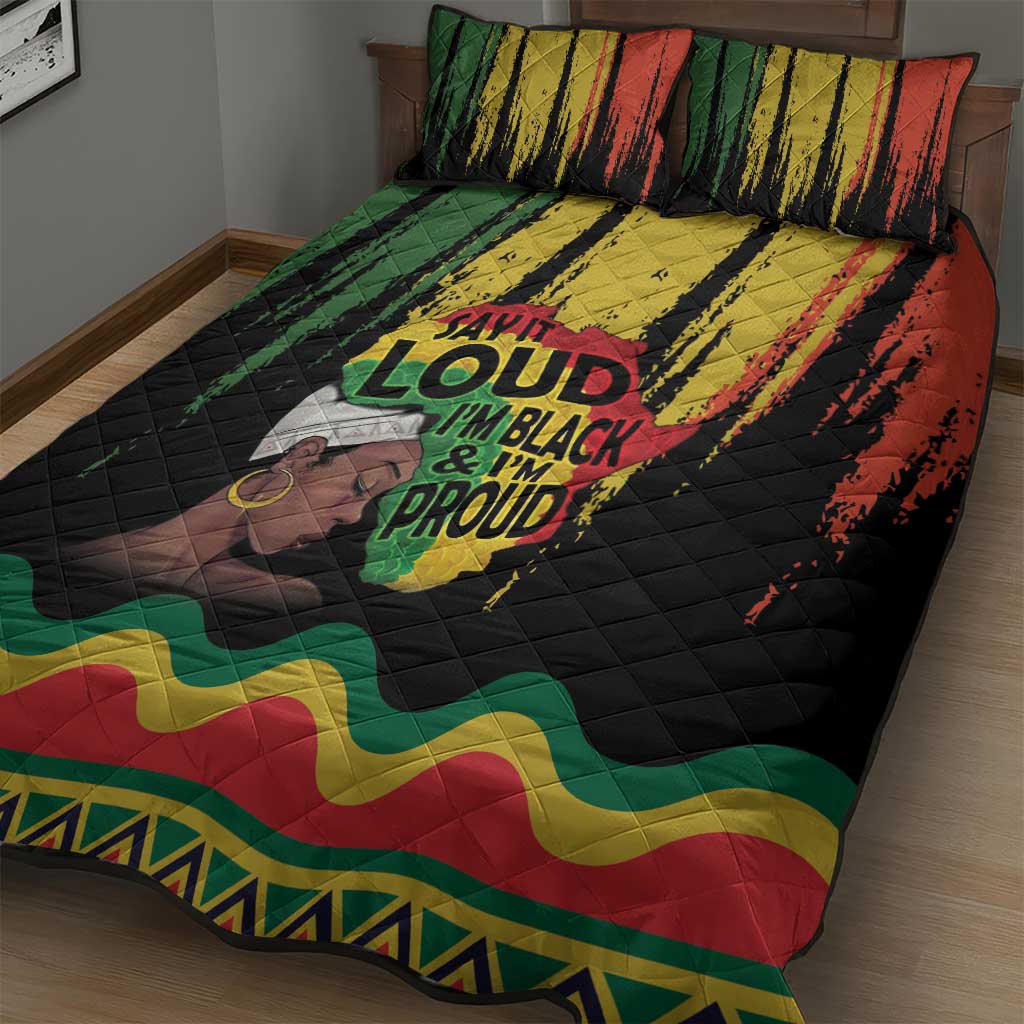 Black History Dreadlocks Map Quilt Bed Set Say It Loud I’m Black and I’m Proud - African Pride