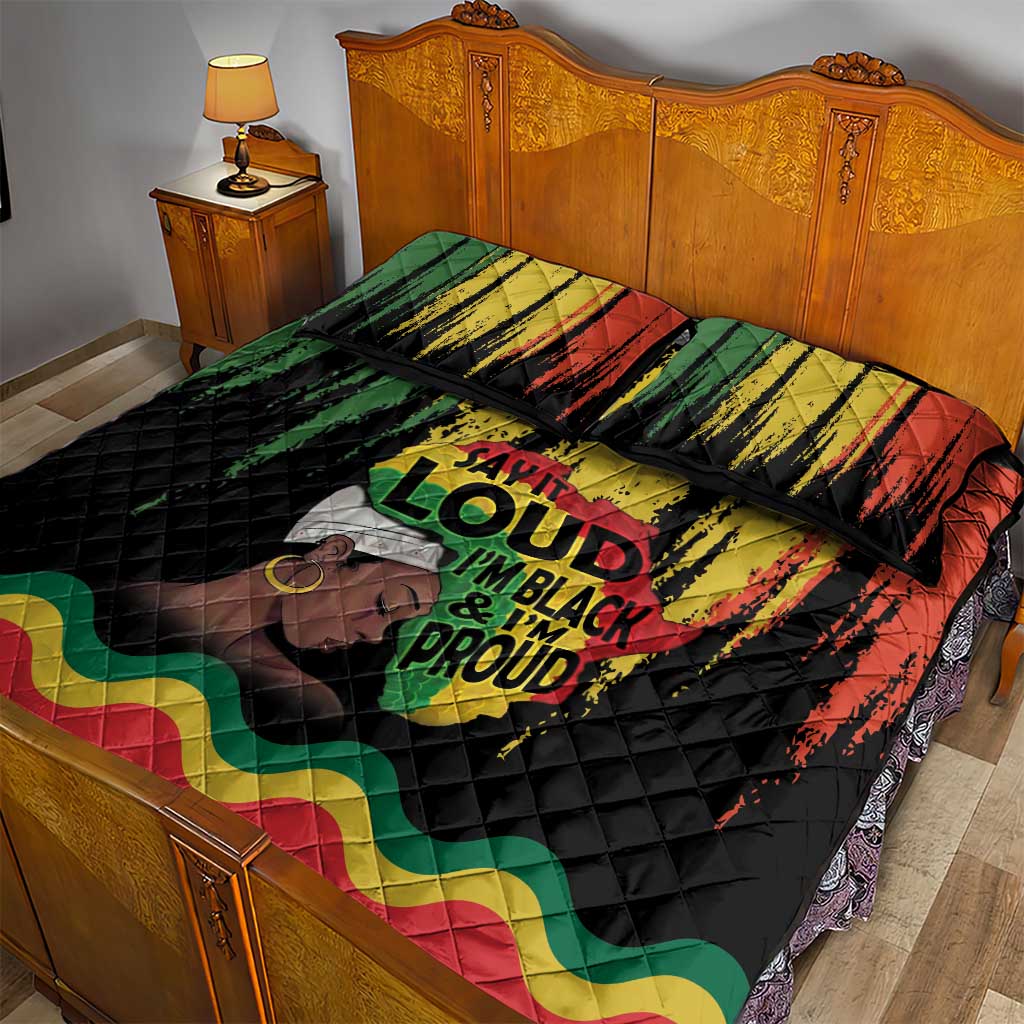 Black History Dreadlocks Map Quilt Bed Set Say It Loud I’m Black and I’m Proud - African Pride