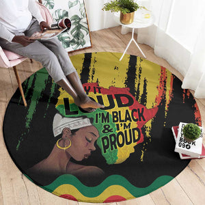 Black History Dreadlocks Map Round Carpet Say It Loud I’m Black and I’m Proud - African Pride