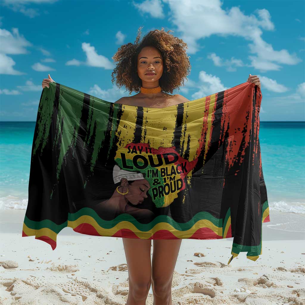 Black History Dreadlocks Map Sarong Say It Loud I’m Black and I’m Proud - African Pride