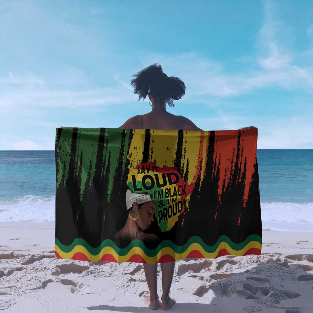 Black History Dreadlocks Map Sarong Say It Loud I’m Black and I’m Proud - African Pride