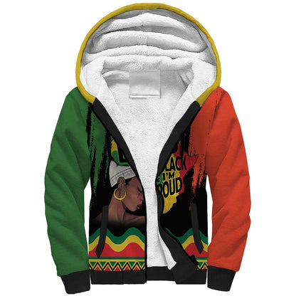 Black History Dreadlocks Map Sherpa Hoodie Say It Loud I’m Black and I’m Proud - African Pride