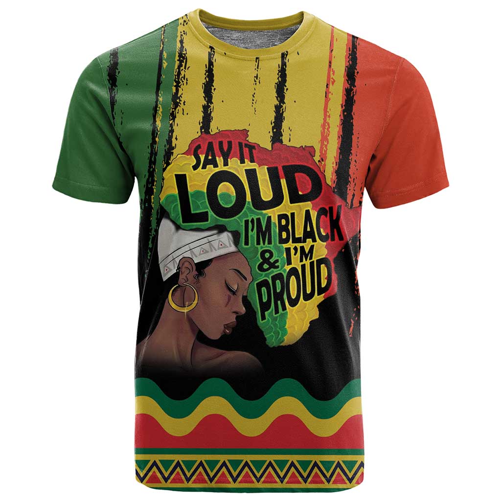 Black History Dreadlocks Map T shirt Say It Loud I’m Black and I’m Proud - African Pride