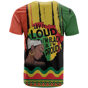 Black History Dreadlocks Map T shirt Say It Loud I’m Black and I’m Proud - African Pride