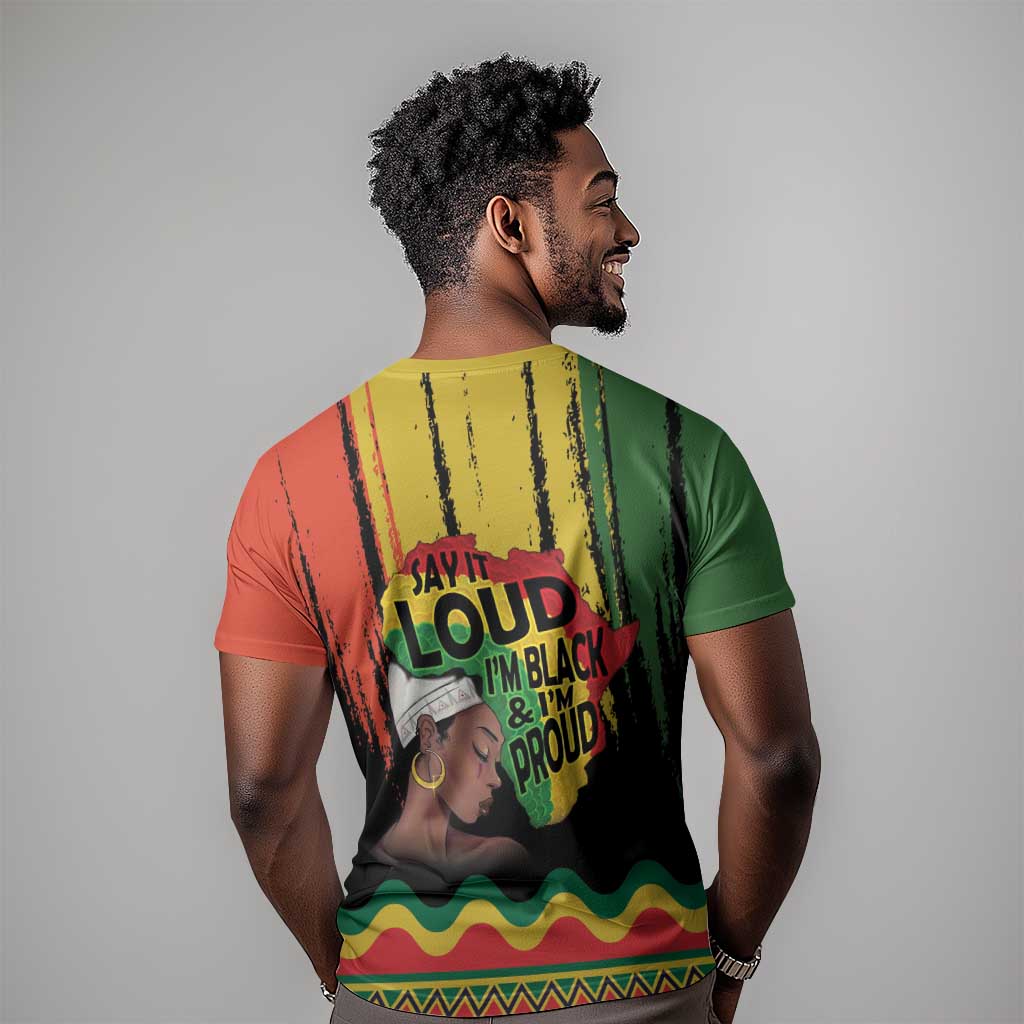 Black History Dreadlocks Map T shirt Say It Loud I’m Black and I’m Proud - African Pride