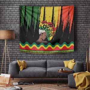 Black History Dreadlocks Map Tapestry Say It Loud I’m Black and I’m Proud - African Pride