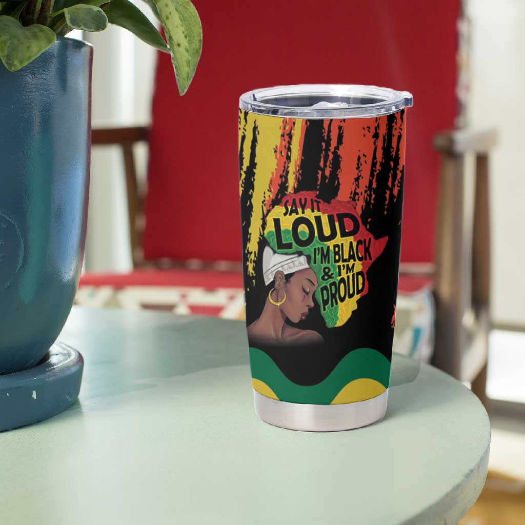 Black History Dreadlocks Map Tumbler Cup Say It Loud I’m Black and I’m Proud - African Pride