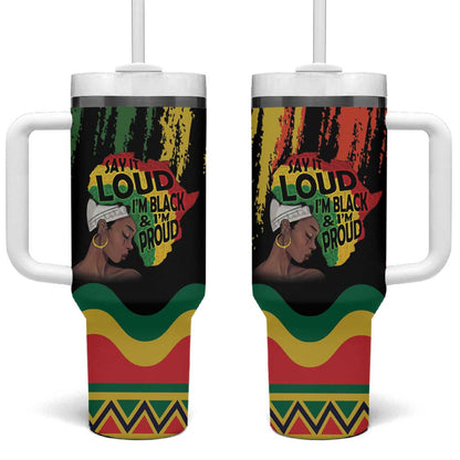 Black History Dreadlocks Map Tumbler With Handle Say It Loud I’m Black and I’m Proud - African Pride