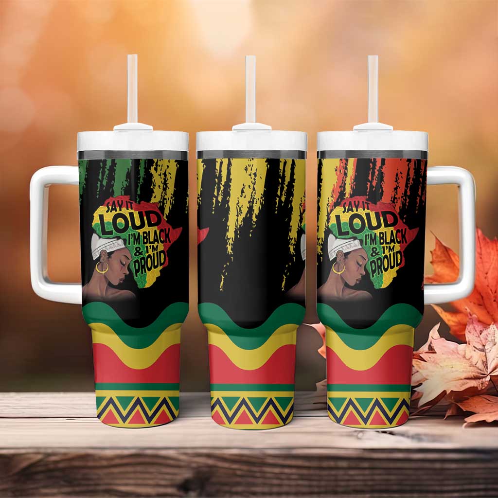Black History Dreadlocks Map Tumbler With Handle Say It Loud I’m Black and I’m Proud - African Pride