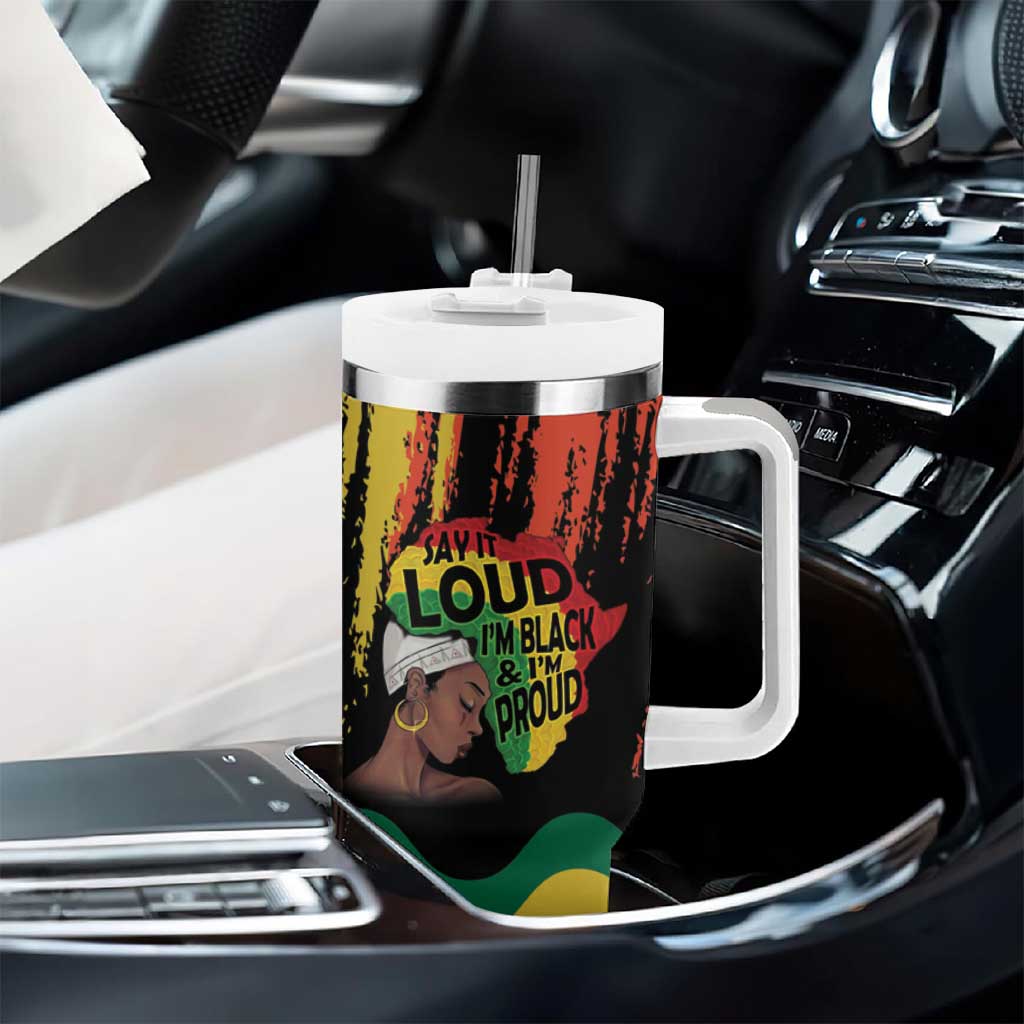 Black History Dreadlocks Map Tumbler With Handle Say It Loud I’m Black and I’m Proud - African Pride