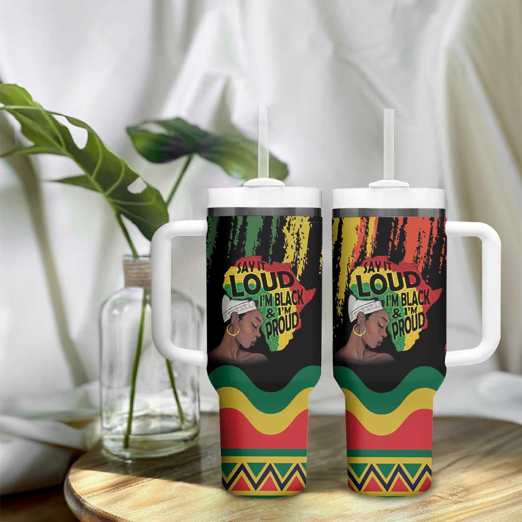 Black History Dreadlocks Map Tumbler With Handle Say It Loud I’m Black and I’m Proud - African Pride