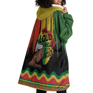 Black History Dreadlocks Map Wearable Blanket Hoodie Say It Loud I’m Black and I’m Proud - African Pride