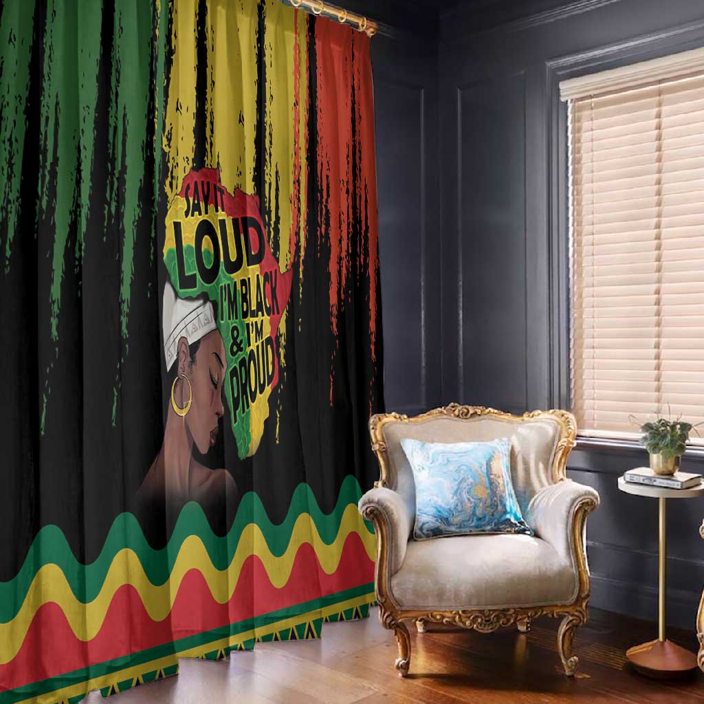 Black History Dreadlocks Map Window Curtain Say It Loud I’m Black and I’m Proud - African Pride