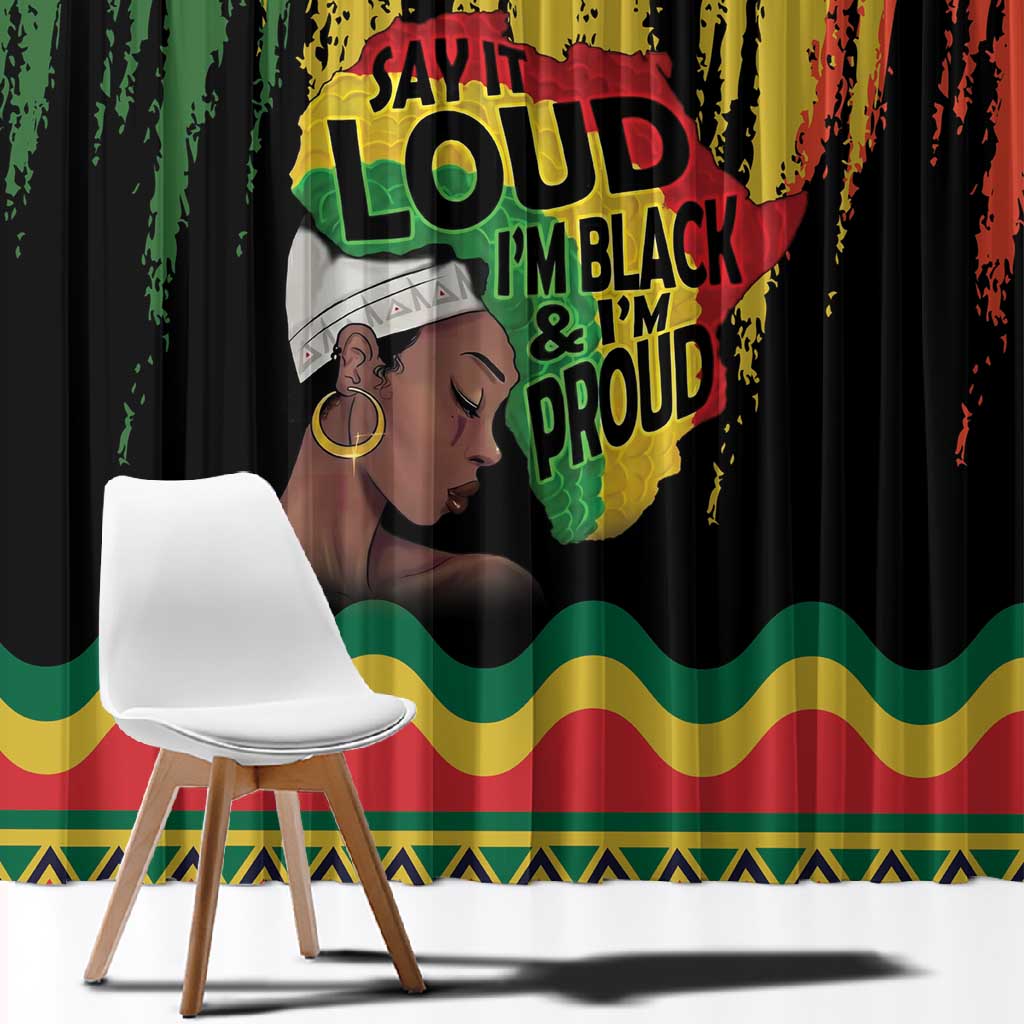 Black History Dreadlocks Map Window Curtain Say It Loud I’m Black and I’m Proud - African Pride