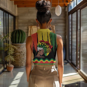 Black History Dreadlocks Map Women Sleeveless Polo Shirt Say It Loud I’m Black and I’m Proud - African Pride