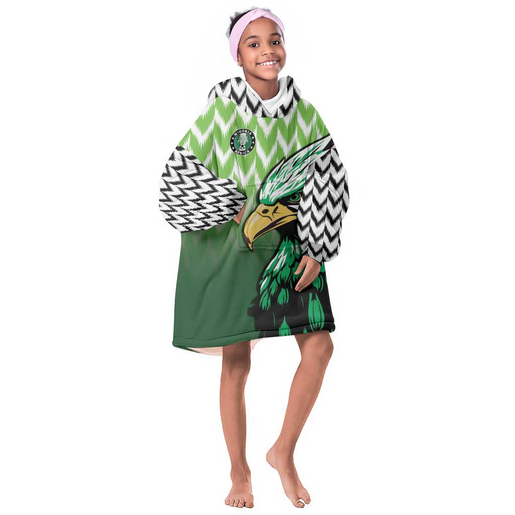 Custom Nigeria Football Kid Wearable Blanket Hoodie The Super Eagles Rise