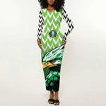 Custom Nigeria Football Long Sleeve Bodycon Dress The Super Eagles Rise