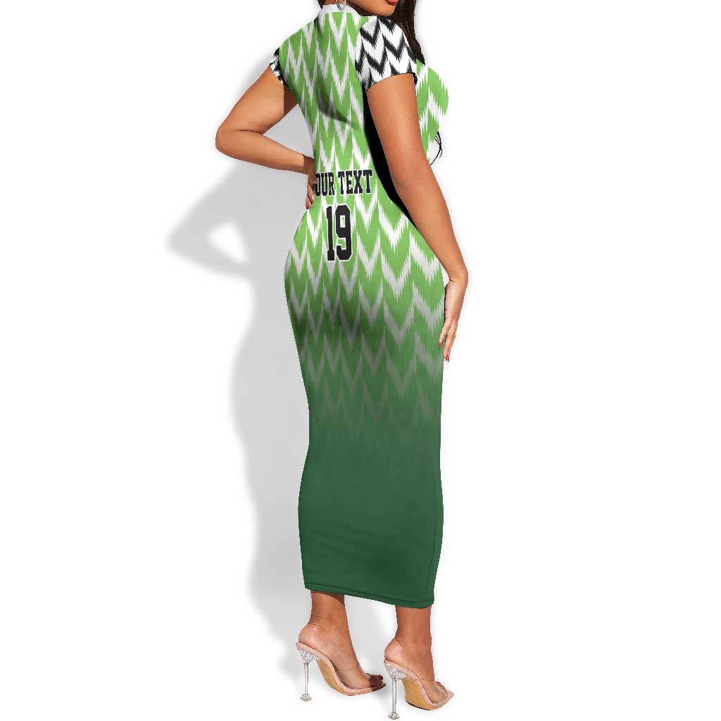 Custom Nigeria Football Short Sleeve Bodycon Dress The Super Eagles Rise