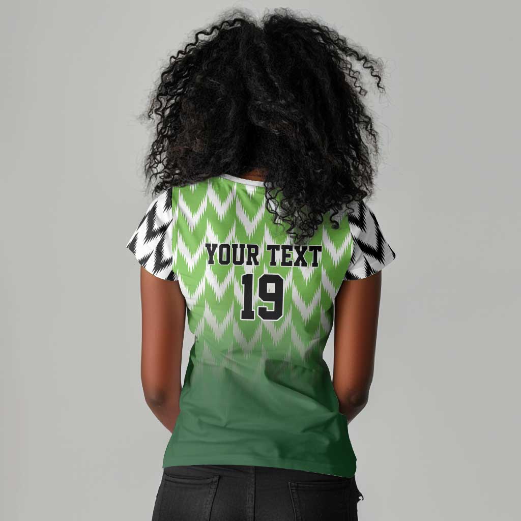 Custom Nigeria Football Women V-Neck T-Shirt The Super Eagles Rise