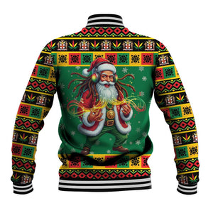 Afro-Jamaicans Christmas Baseball Jacket Reggae Santa with Dreadlocks Design - African Pride