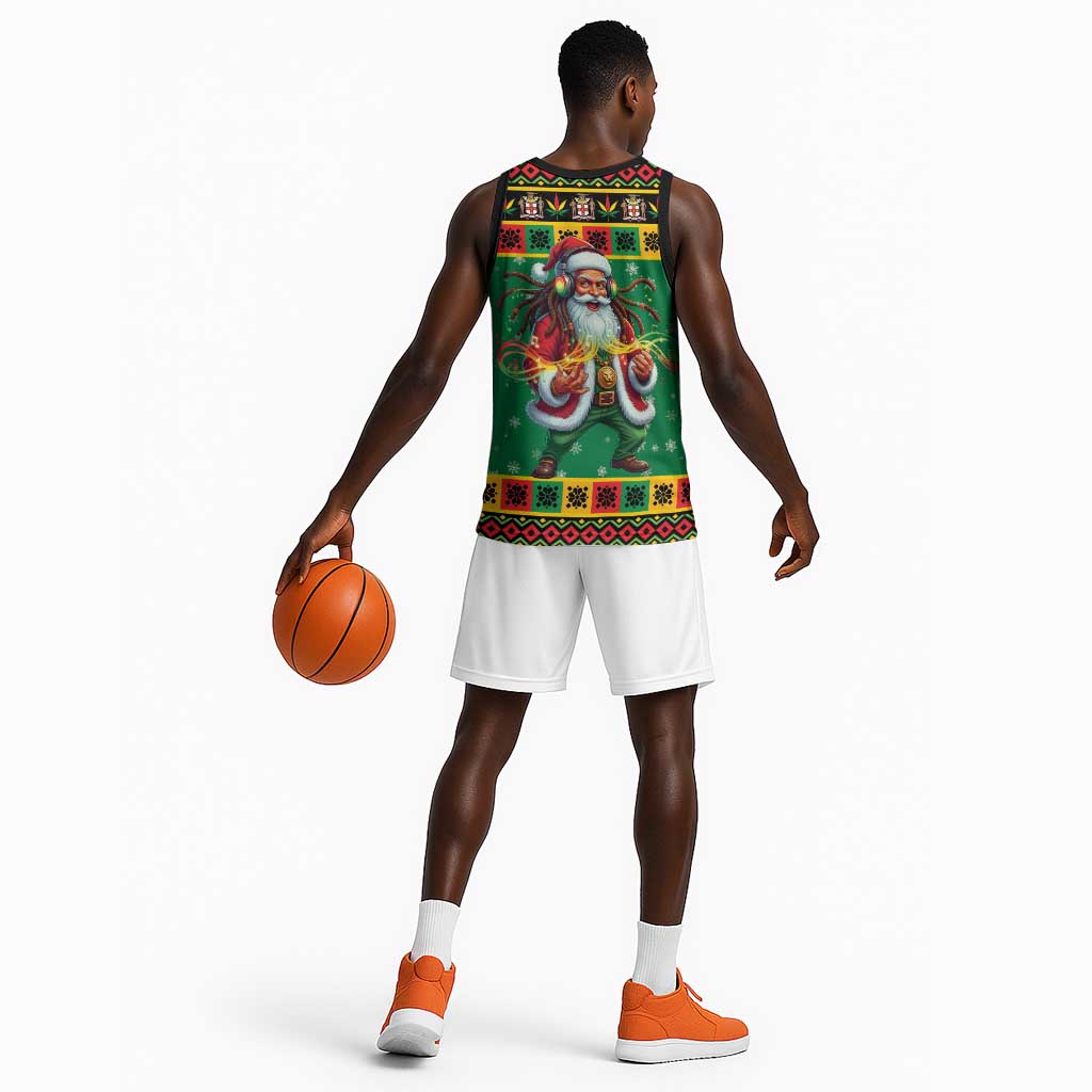 Afro-Jamaicans Christmas Basketball Jersey Reggae Santa with Dreadlocks Design - African Pride