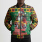 Afro-Jamaicans Christmas Bomber Puffer Jacket Reggae Santa with Dreadlocks Design