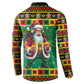 Afro-Jamaicans Christmas Button Sweatshirt Reggae Santa with Dreadlocks Design