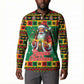 Afro-Jamaicans Christmas Button Sweatshirt Reggae Santa with Dreadlocks Design