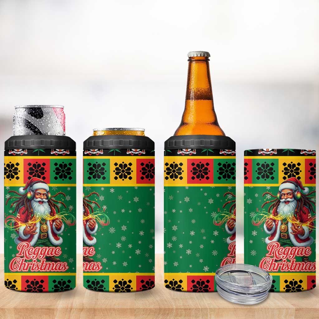 Afro-Jamaicans Christmas 4 in 1 Can Cooler Tumbler Reggae Santa with Dreadlocks Design - African Pride