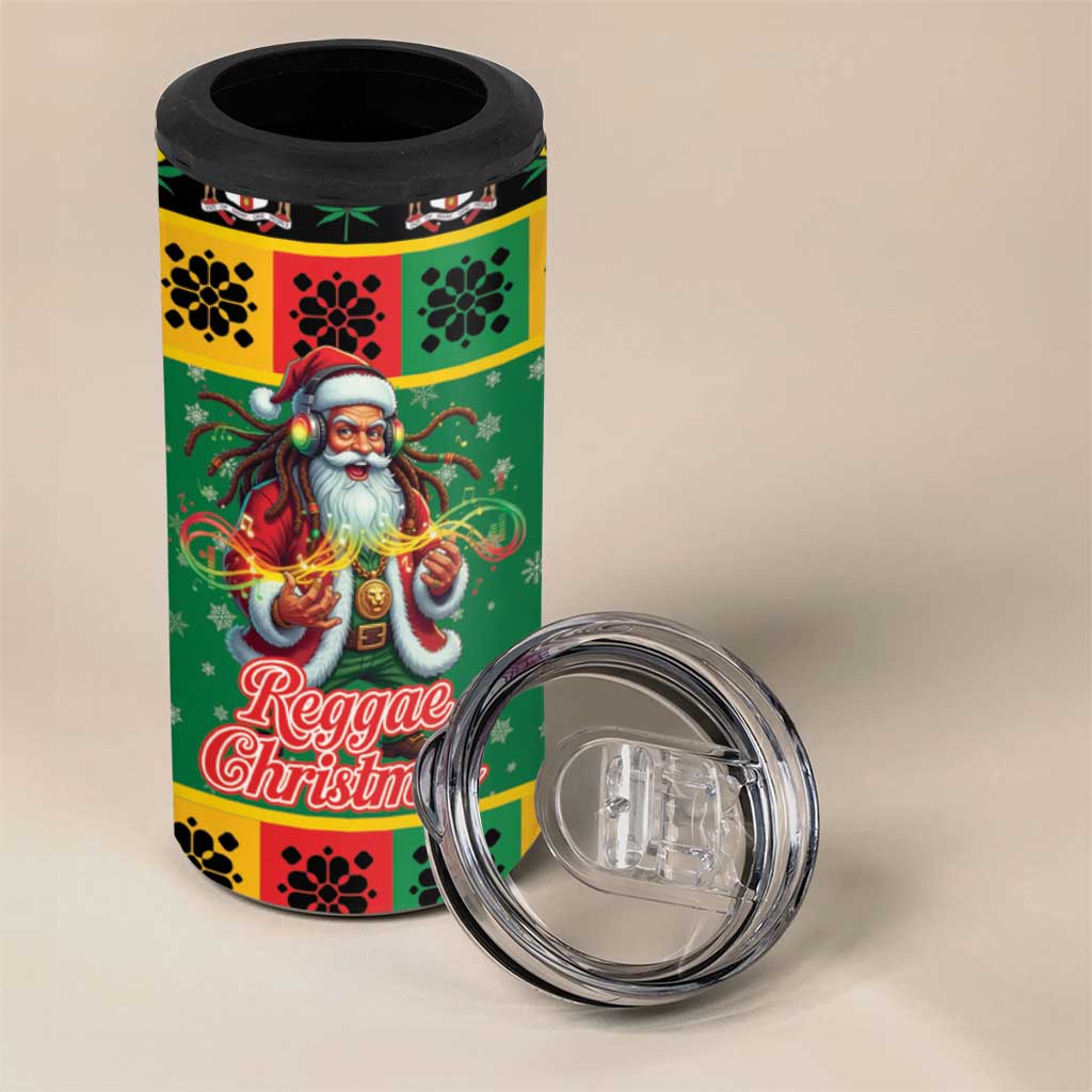 Afro-Jamaicans Christmas 4 in 1 Can Cooler Tumbler Reggae Santa with Dreadlocks Design - African Pride