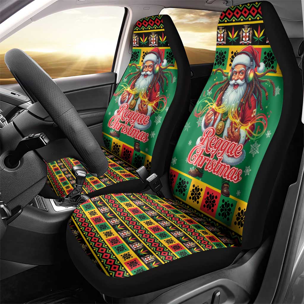 Afro-Jamaicans Christmas Car Seat Cover Reggae Santa with Dreadlocks Design - African Pride
