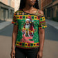 Afro-Jamaicans Christmas Cross Shoulder Shirt Reggae Santa with Dreadlocks Design