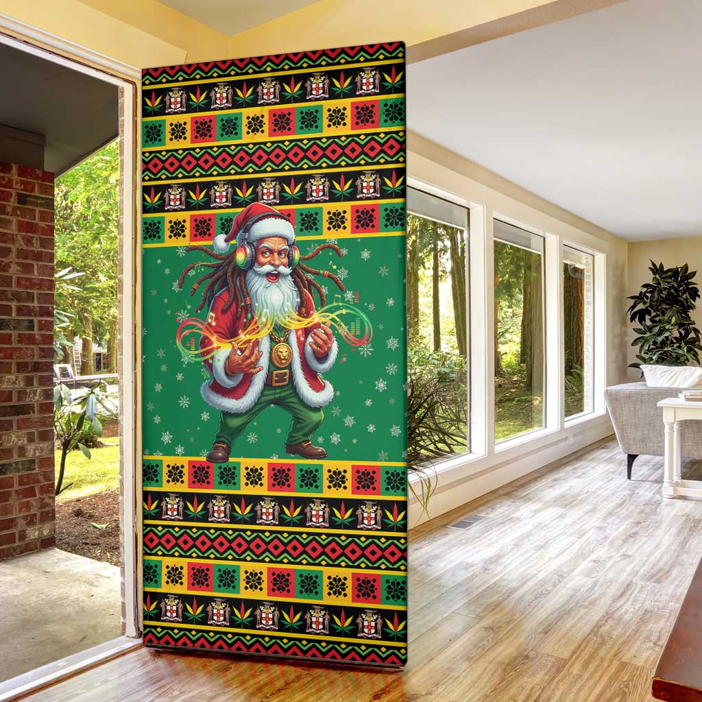Afro-Jamaicans Christmas Door Cover Reggae Santa with Dreadlocks Design