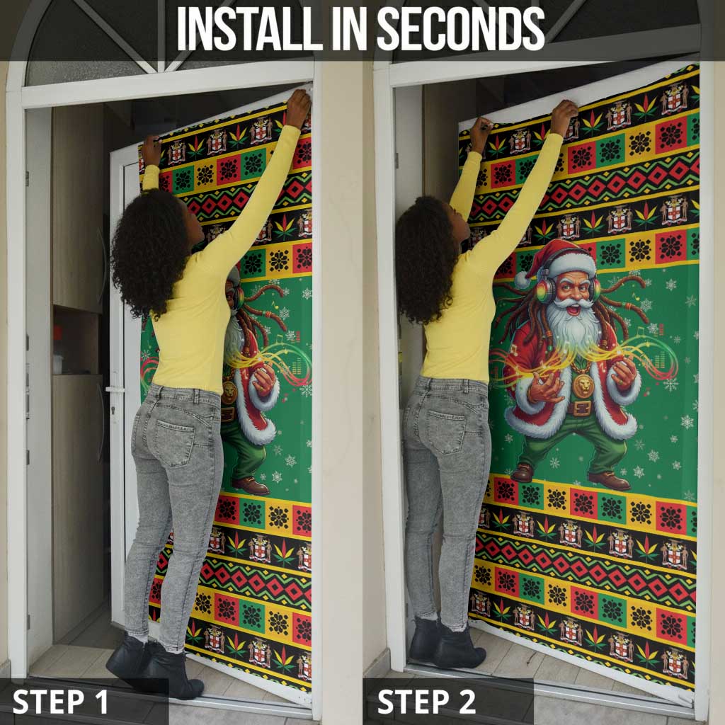 Afro-Jamaicans Christmas Door Cover Reggae Santa with Dreadlocks Design