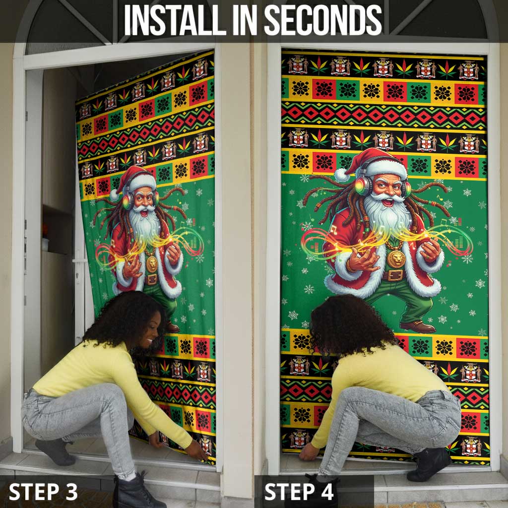 Afro-Jamaicans Christmas Door Cover Reggae Santa with Dreadlocks Design