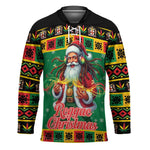 Afro-Jamaicans Christmas Hockey Jersey Reggae Santa with Dreadlocks Design