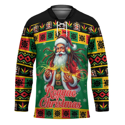 Afro-Jamaicans Christmas Hockey Jersey Reggae Santa with Dreadlocks Design