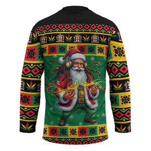 Afro-Jamaicans Christmas Hockey Jersey Reggae Santa with Dreadlocks Design