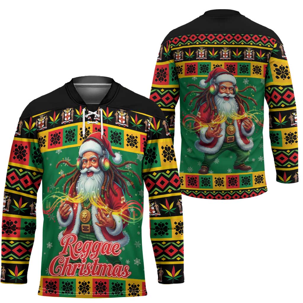 Afro-Jamaicans Christmas Hockey Jersey Reggae Santa with Dreadlocks Design