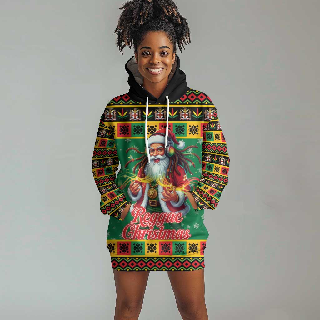 Afro-Jamaicans Christmas Hoodie Dress Reggae Santa with Dreadlocks Design - African Pride