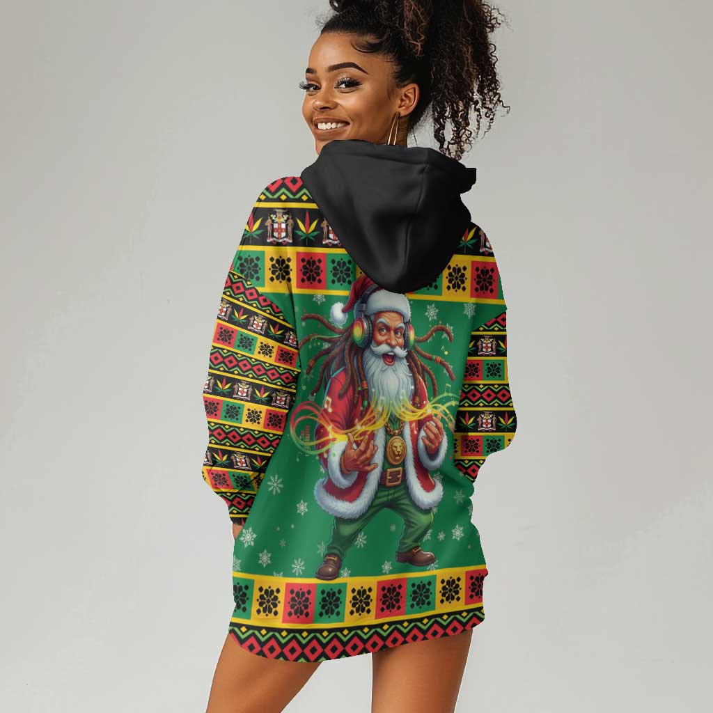 Afro-Jamaicans Christmas Hoodie Dress Reggae Santa with Dreadlocks Design - African Pride
