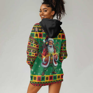 Afro-Jamaicans Christmas Hoodie Dress Reggae Santa with Dreadlocks Design - African Pride