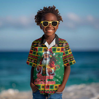 Afro-Jamaicans Christmas Kid Hawaiian Shirt Reggae Santa with Dreadlocks Design - African Pride