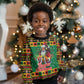 Afro-Jamaicans Christmas Kid Ugly Christmas Sweater Reggae Santa with Dreadlocks Design - African Pride