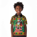Afro-Jamaicans Christmas Kid Polo Shirt Reggae Santa with Dreadlocks Design - African Pride