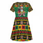 Afro-Jamaicans Christmas Kid Short Sleeve Dress Reggae Santa with Dreadlocks Design - African Pride