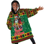 Afro-Jamaicans Christmas Kid Wearable Blanket Hoodie Reggae Santa with Dreadlocks Design - African Pride