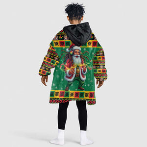 Afro-Jamaicans Christmas Kid Wearable Blanket Hoodie Reggae Santa with Dreadlocks Design - African Pride