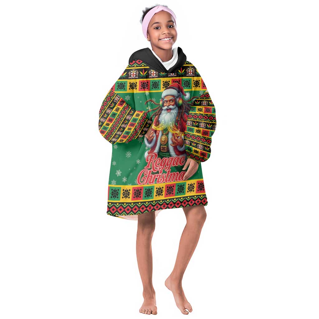 Afro-Jamaicans Christmas Kid Wearable Blanket Hoodie Reggae Santa with Dreadlocks Design - African Pride