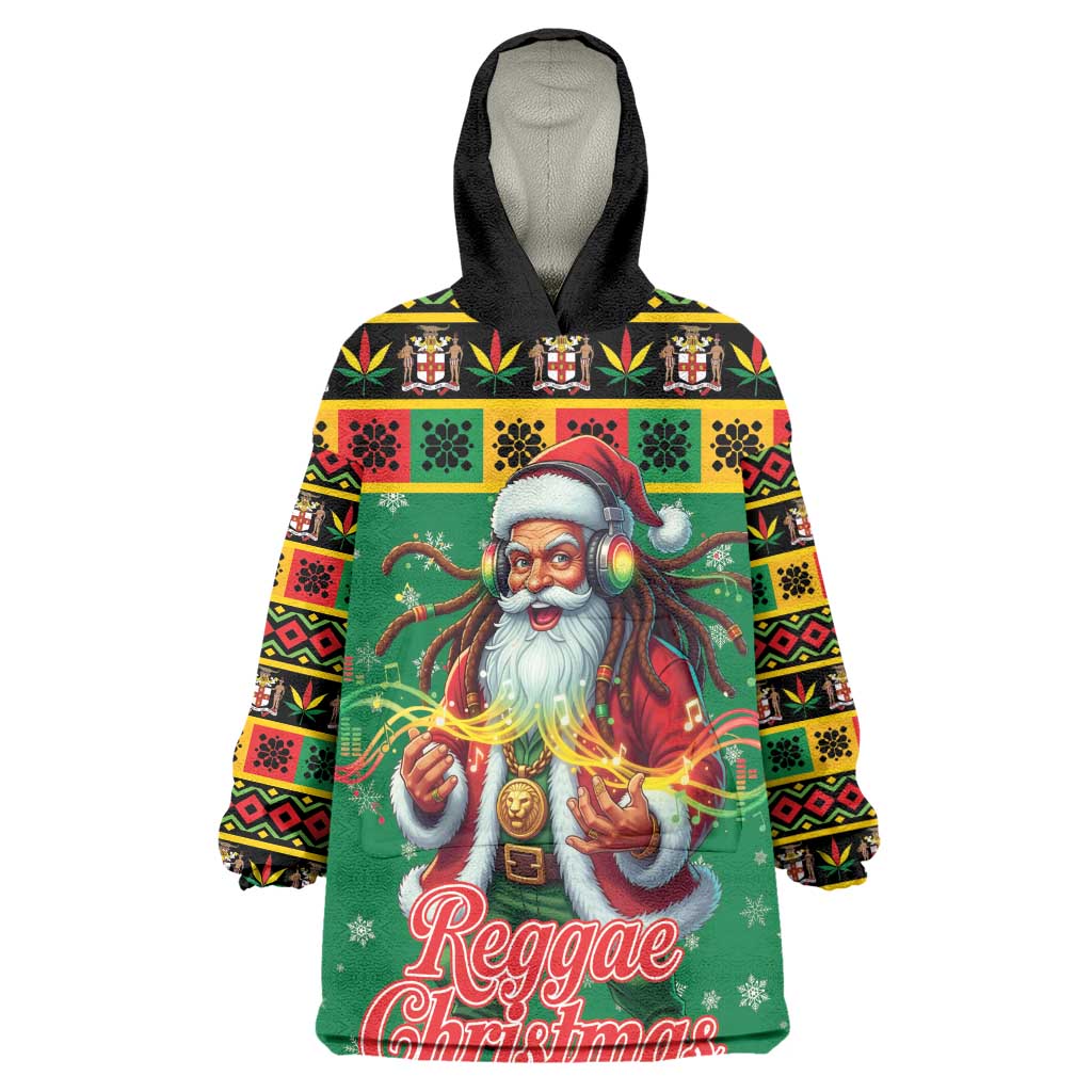 Afro-Jamaicans Christmas Kid Wearable Blanket Hoodie Reggae Santa with Dreadlocks Design - African Pride